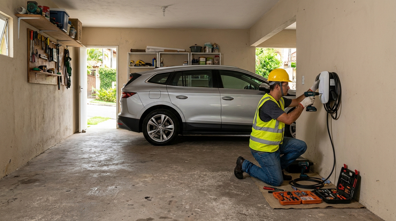 Instalacao de carregador de carro eletrico residencial em Passo Fundo‑RS